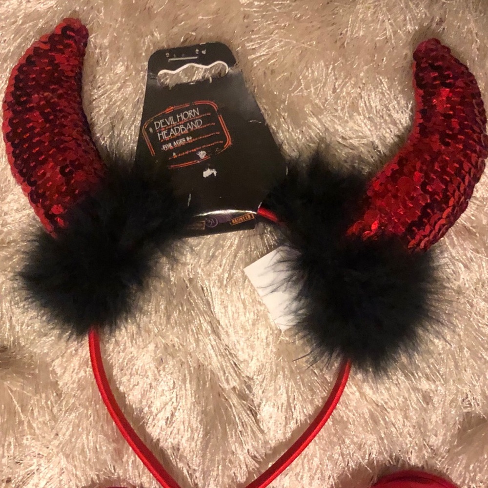 Sequined Red and Black Devil Horn Headband